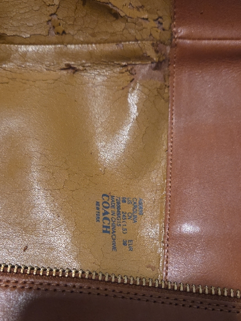 Women's Coach Tall Leather Riding Boots with Gold Buckle - Tan, Size 9 - Picture 7 of 7